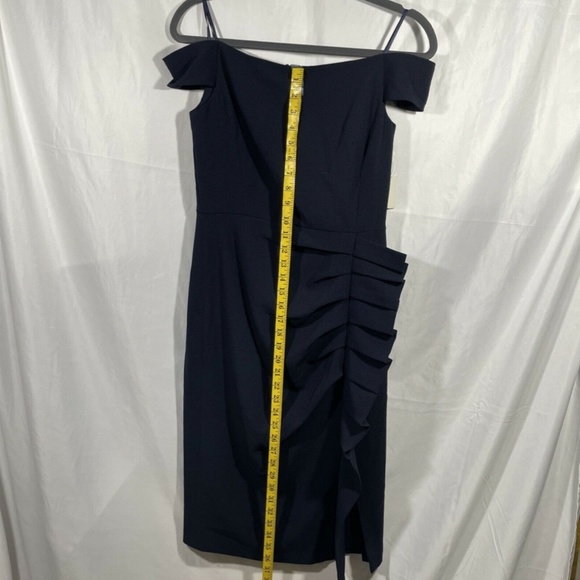 NWT Eliza J [ 6 ] Off the Shoulder Pleat Ruched Dress‎ in Navy Blue - Picture 6 of 12